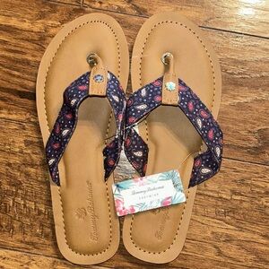 Tommy Bahama Brown Sandals with Navy Patterned Straps